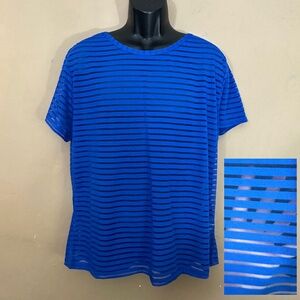 Incerun Mesh Stripe T Shirt XXXL Gently worn 100% polyester 23% armpit to armpit